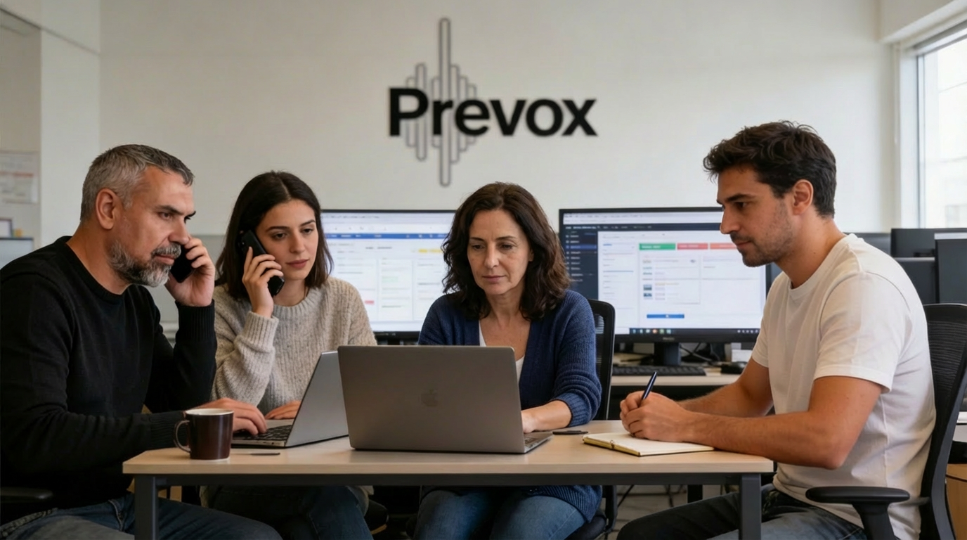 Equipo Prevox trabajando en la oficina